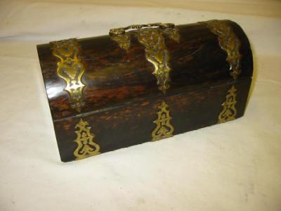 Appraisal: A VICTORIAN COROMANDEL WOOD GLOVE BOX of domed oblong form