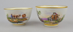 Appraisal: A graduate pair of th century Meissen tea bowls with