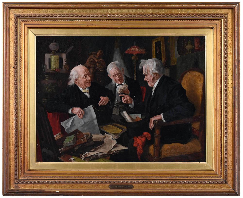 Appraisal: Louis Moeller American - Cronies or A Good Joke signed