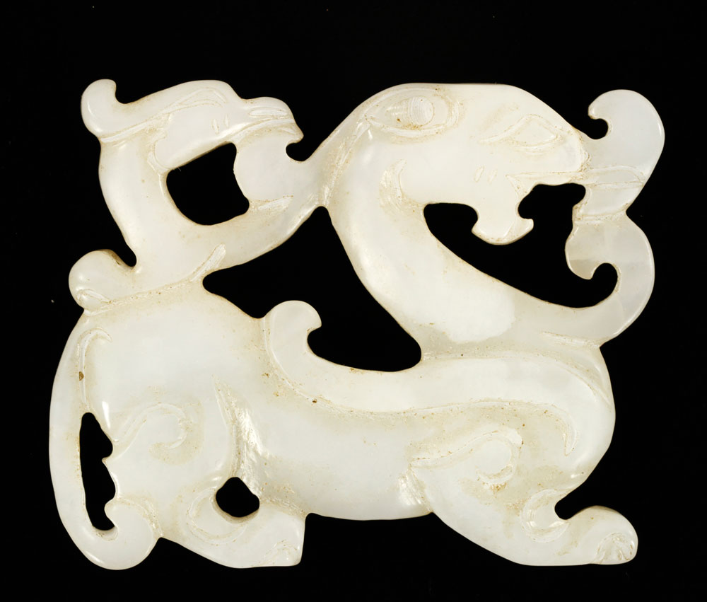 Appraisal: - Carved Jade Pendant Carved jade pendant China in shape