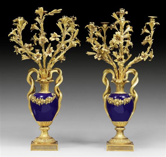 Appraisal: PAIR OF IMPORTANT CANDELABRAS AUX SERPENTS late Louis XVI after