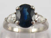 Appraisal: A platinum diamond and sapphire ring the sapphire measuring approx