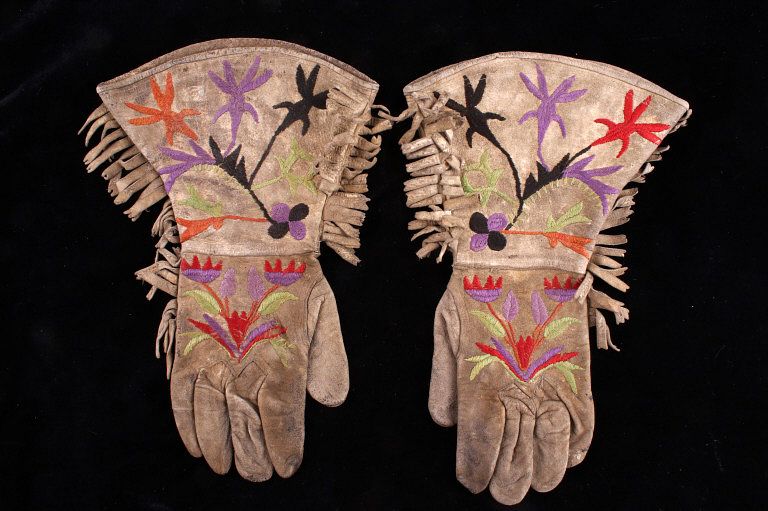 Appraisal: Eastern Sioux Embroidered Hide Gauntlets c 's Featured in this