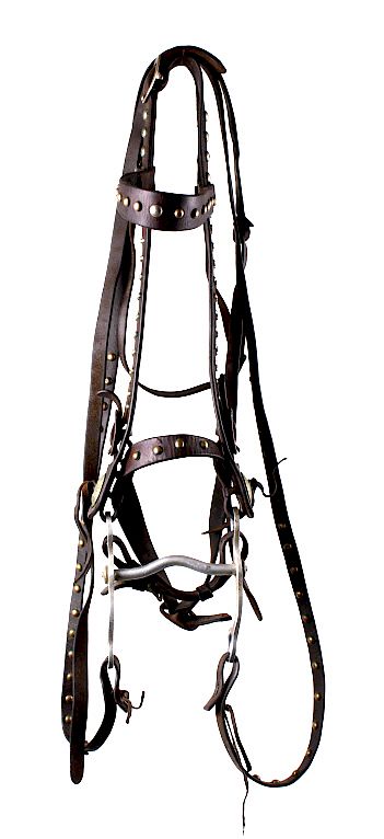 Appraisal: Crockett Curb Bit with Studded Headstall and Reins Just for