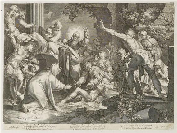 Appraisal: MULLER JAN HARMENSZ Amsterdam After Abraham Bloemaert The raising of