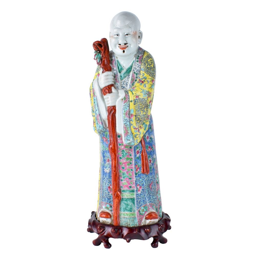 Appraisal: Chinese Immortal with Staff Large Chinese Famille Rose Export Porcelain