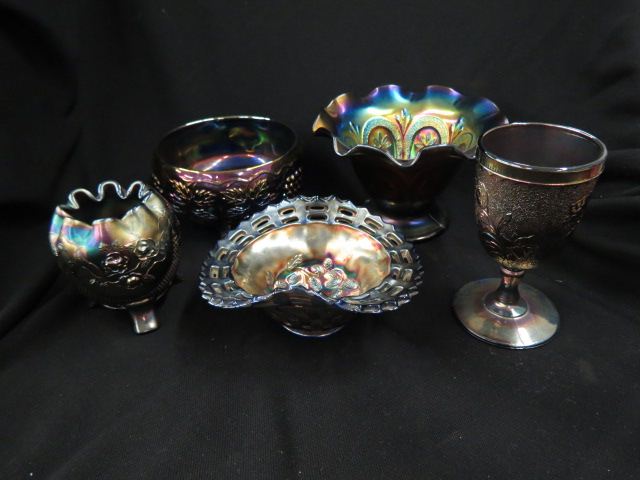 Appraisal: pcs Carnival Glass footed rose bowl goblet vase footed bowl