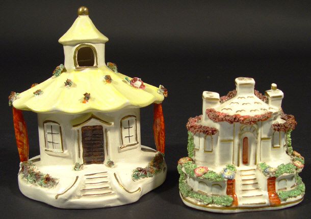 Appraisal: Victorian Staffordshire cottage and a later pastille burner both with