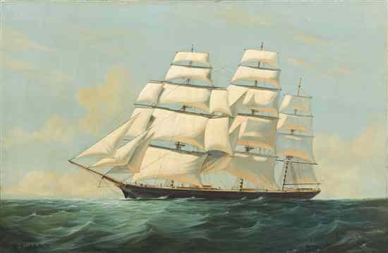 Appraisal: Daniel Sherrin British - Ship at Sea oil on canvas