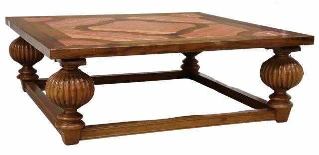 Appraisal: French walnut coffee table th c having a square top