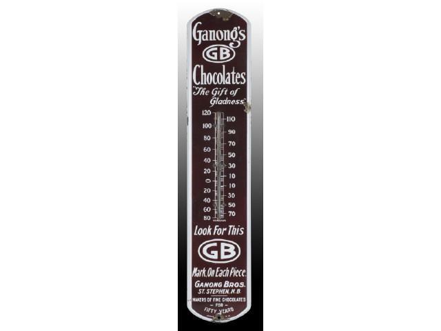 Appraisal: Ganong's Chocolates Porcelain Thermometer Description s to s Edge chips