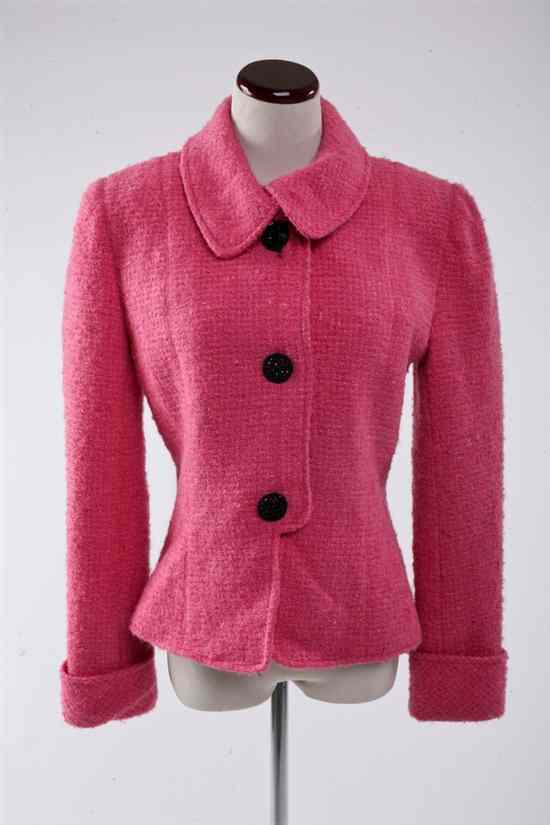 Appraisal: OSCAR DE LA RENTA PINK WOOL BOUCL JACKET s size