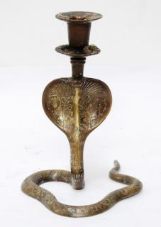 Appraisal: Indian Cast Brass King Cobra Candle Holder The vintage coiling