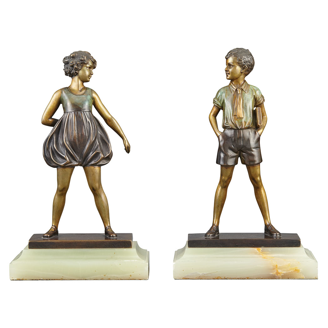 Appraisal: Pair of German Art Deco Cold Painted Bronze Figures of