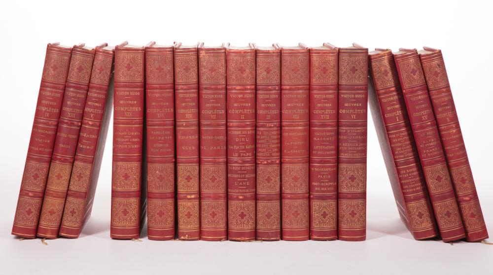 Appraisal: Victor Hugo volumes from Oeuvres Completes not complete octavo red