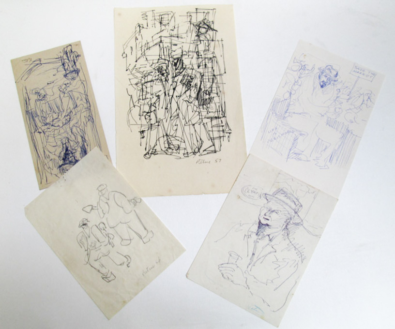 Appraisal: LUBIN PETRIC FIVE SKETCHES ON PAPER Washington - Four ink