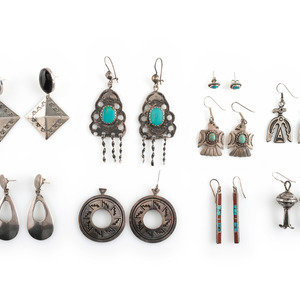 Appraisal: Navajo Silver Hook and Post Earrings second half th century