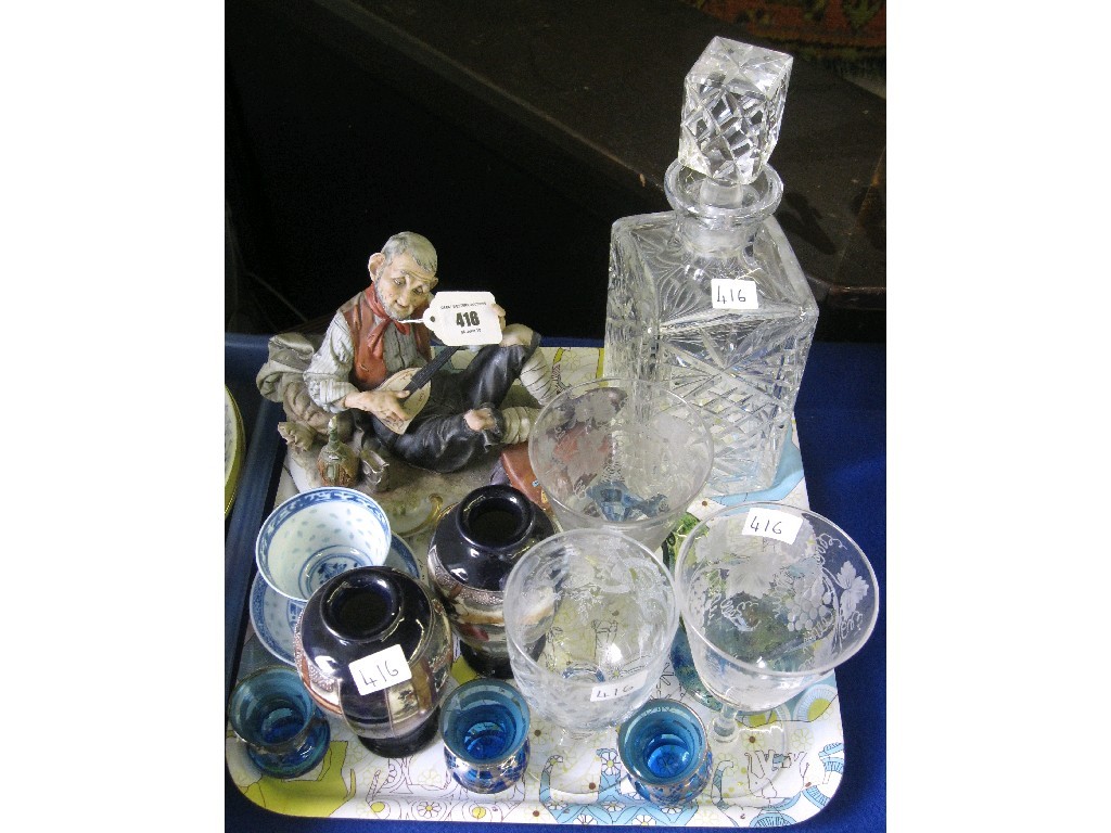 Appraisal: Tray lot comprising assorted glass and ceramics - etched glass