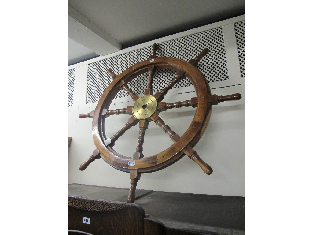 Appraisal: Brass bound ships wheel