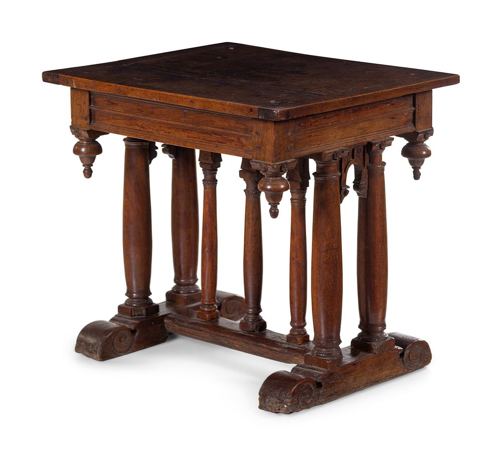 Appraisal: A French or Italian Carved Walnut Side Table A French