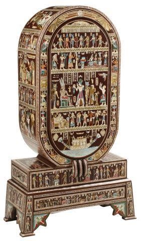 Appraisal: Egyptianesque inlaid specimen cabinet on stand approx h w d