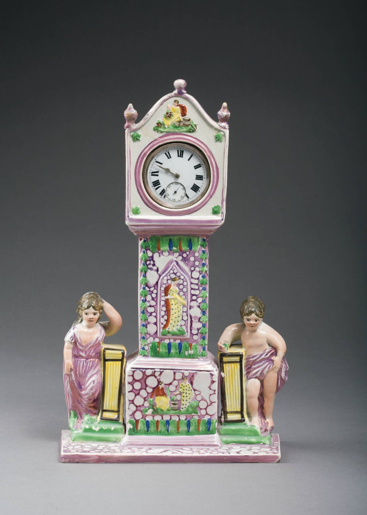 Appraisal: SUNDERLAND PINK LUSTRE AND ENAMEL-DECORATED WATCH STAND DIXON AUSTIN CO