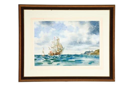 Appraisal: MARINE PAINTING BY J TAYLOR AMERICAN SCHOOL TH CENTURY Watercolor