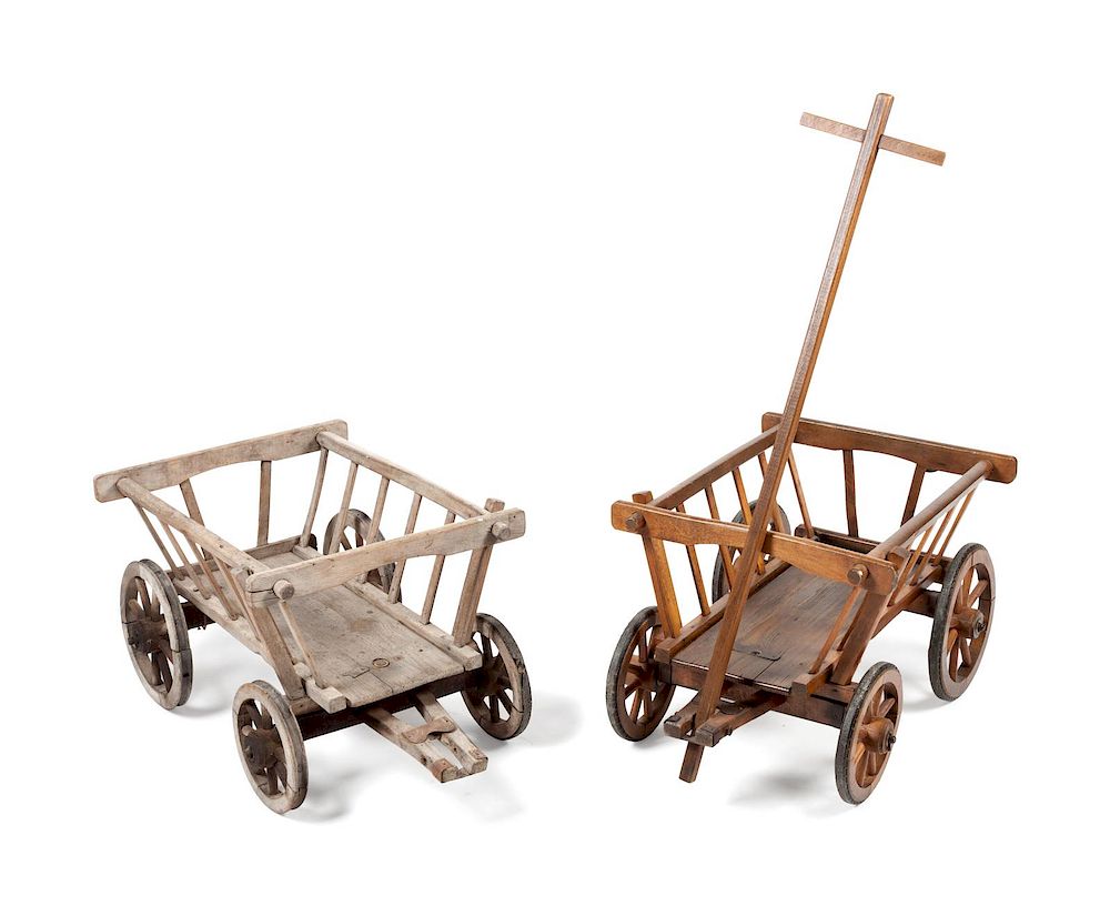 Appraisal: Two Children's Wagons largest height x length x width inches