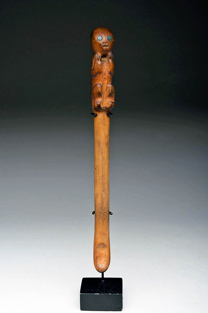 Appraisal: Proto-Nazca Wood Drug Spoon - Anthropomorphic Figure Pre-Columbian Peru south