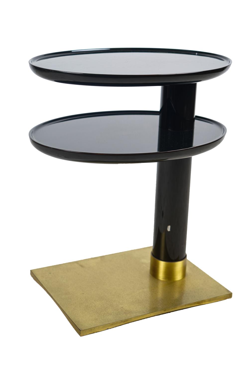 Appraisal: NICHOLAS MONGIARDO BRASS-PLATED STEEL LACQUERED END TABLE signed and dated