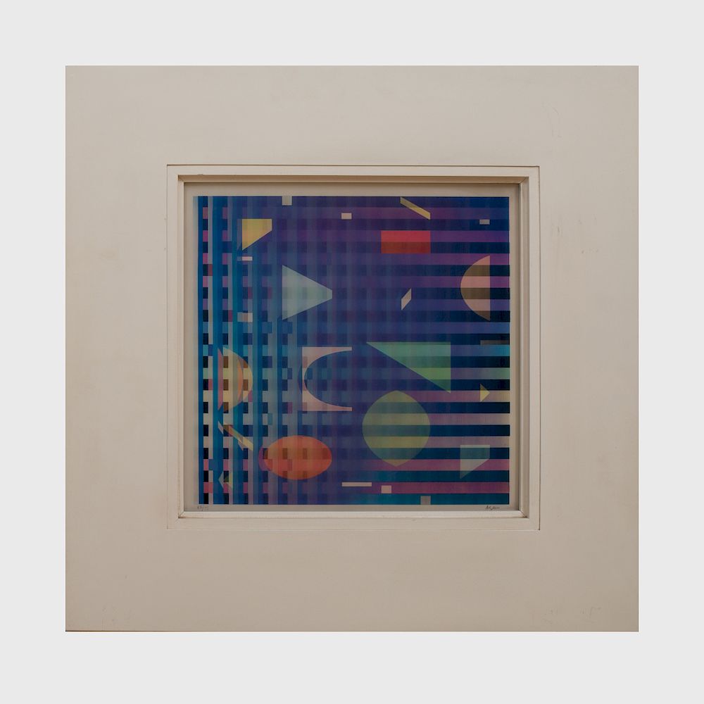 Appraisal: Yaacov Agam b Untitled Lenticular print signed and numbered in