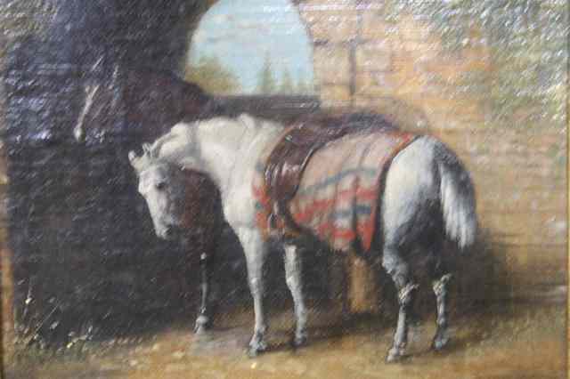 Appraisal: J W Hill Yard th Century Two horses under a