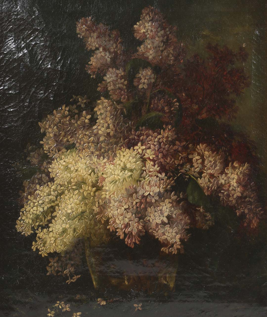 Appraisal: Continental School th c Lilacs oil on canvas unsigned x