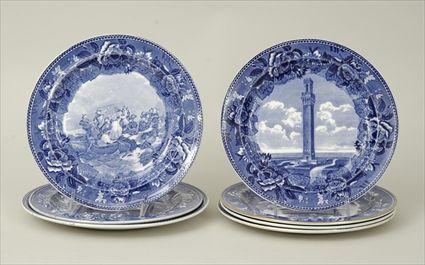 Appraisal: Seven Wedgwood Blue Transfer-Printed Topographical Plates Marked to in