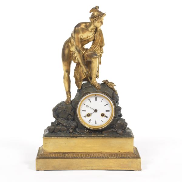 Appraisal: Mythological Motif French Mantle Clock Stamped Tiffany Co thick x