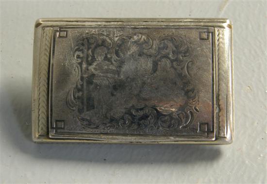 Appraisal: Niello concave snuff box with engine turned decoration the top