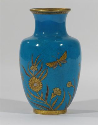 Appraisal: A Minton Cloisonne vase decorated with butterflies amongst grasses in