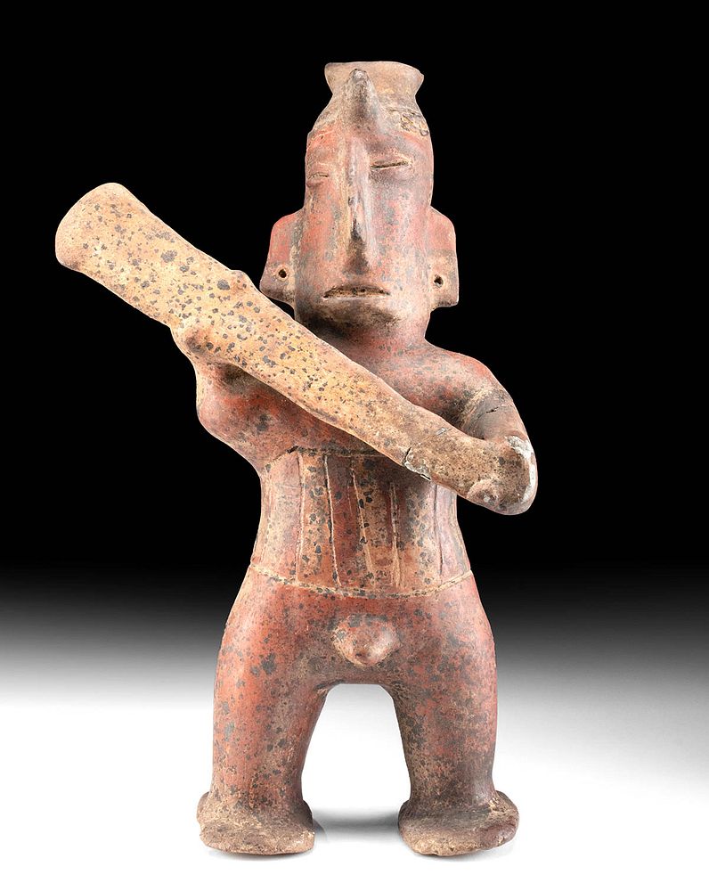 Appraisal: Nayarit Pottery Standing Shaman Figure w Club Pre-Columbian West Mexico