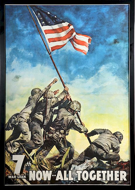 Appraisal: War Poster Exclusive on Bidsquare The flag being raised at