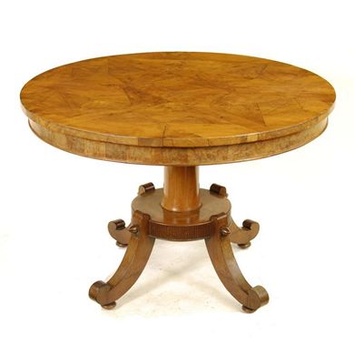 Appraisal: An Italian cedar and mahogany centre table the circular top