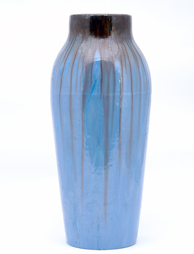 Appraisal: FULPER Tall vase covered in frothy Chinese Blue flambe glaze