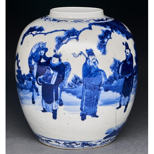 Appraisal: A Chinese blue and white jar Qing dynasty th c