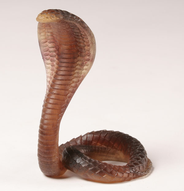 Appraisal: Daum Pate De Verre amber art glass coiled cobra snake