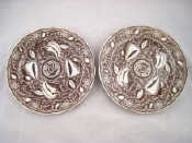 Appraisal: Two brown amoeba and shell dessert plates cm unmarked circa