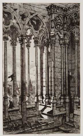 Appraisal: CHARLES MERYON La Galerie Notre-Dame Etching and engraving on chine-coll