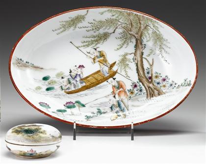 Appraisal: Unusual Chinese famille rose tray and paste box republic period