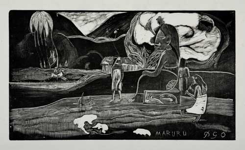 Appraisal: PAUL GAUGUIN Maruru Woodcut on chine volant - x mm