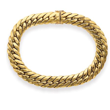 Appraisal: Wide Gold Curb Link Necklace Estimate -