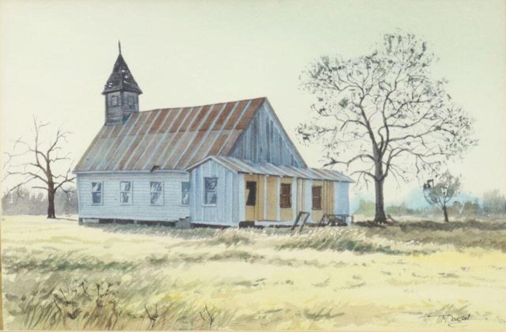 Appraisal: Framed watercolor painting on paper Country Church signed lower right