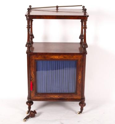 Appraisal: A Victorian walnut and inlaid side cabinet the upper tier